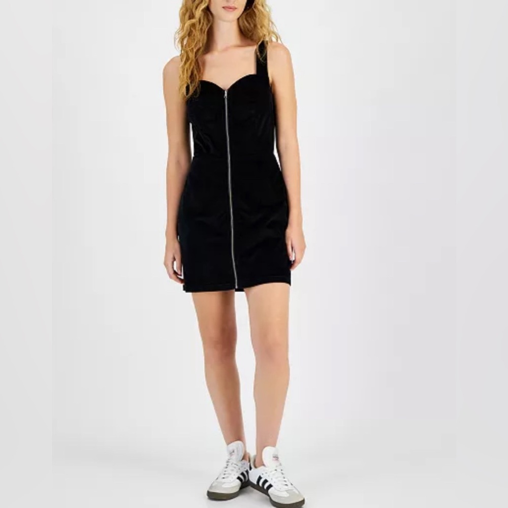 Black Mini Dress Zip Front Junior Size Medium